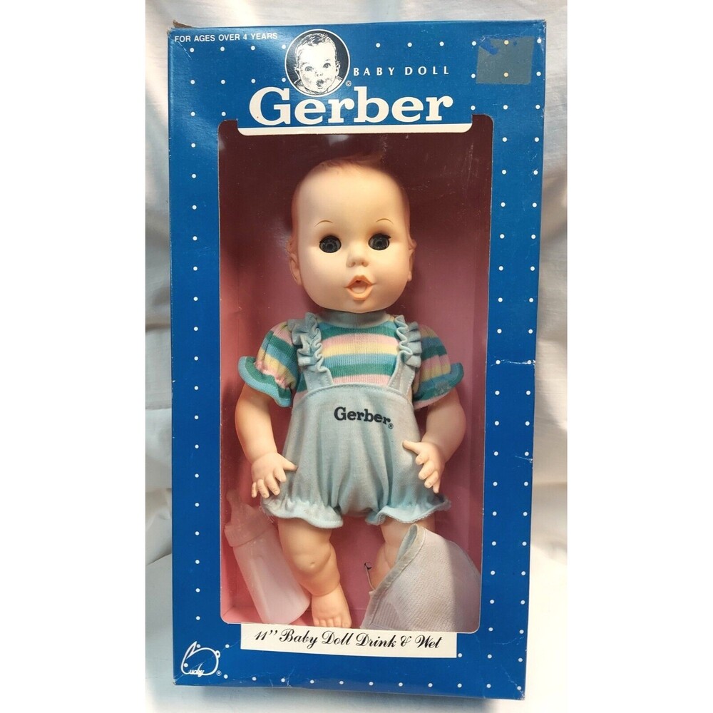 GERBER BABY DOLL 11" Drink And Wet Bottle Diaper NIB NOS c. 1991 Original Packag